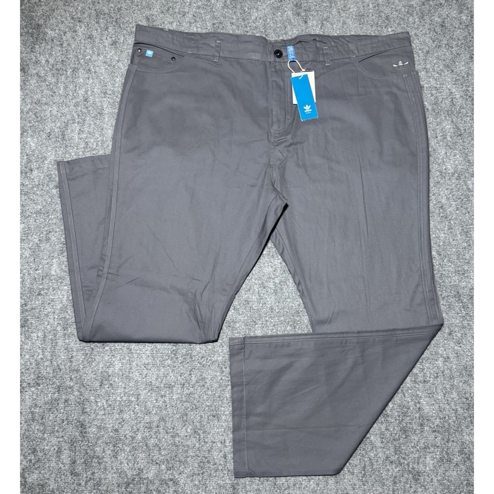 Adidas Gray Trefoil Chino Pants Men Size 3XL Gray Stripes 50x32 NEW NWT